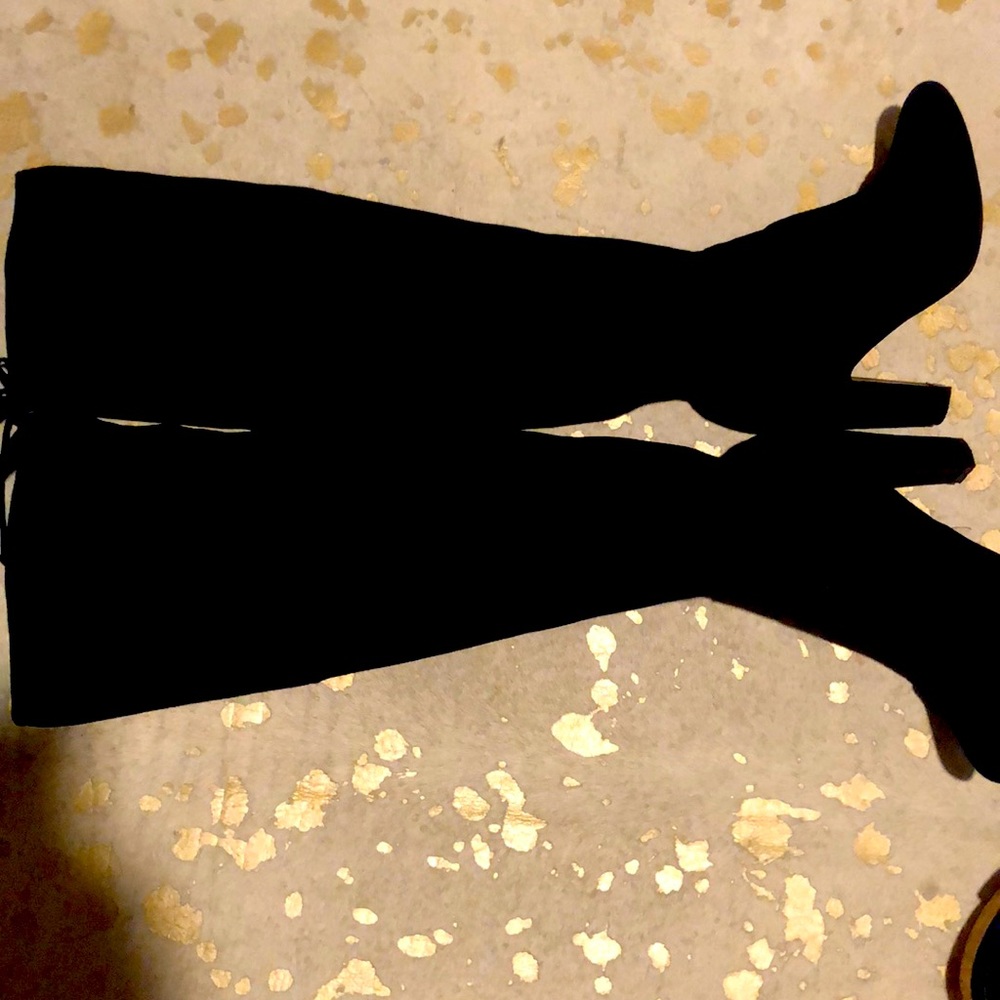 Navy knee high boots